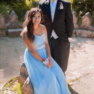 Strapless Blue Prom Dress